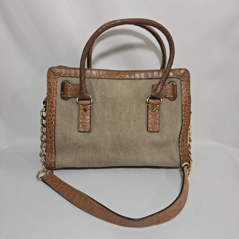 Michael Michael Kors Hamilton Pick Stitch Hemp EW Satchel Canvas Purse